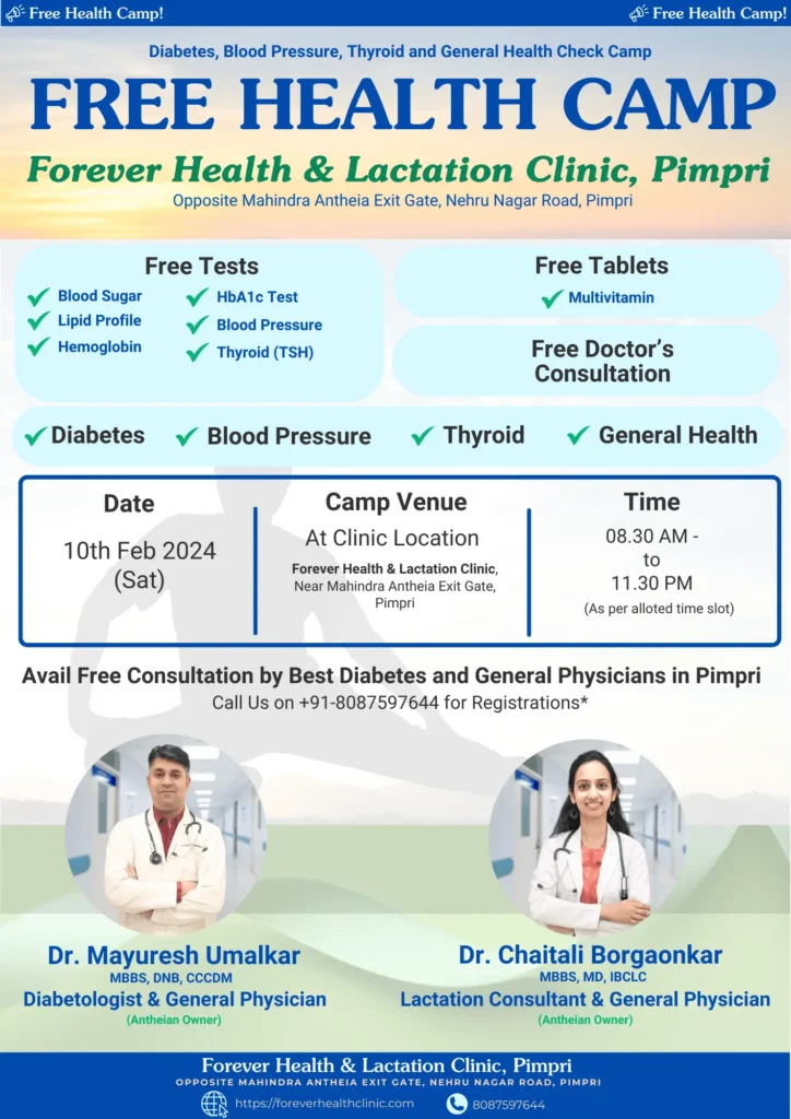 Health Camp at Forever Health and Lactation Clinic, Pimpri on 10th Feb 2024